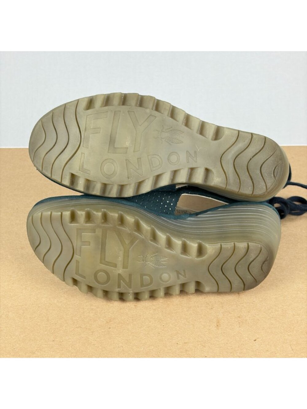 Fly London Yuzu Leather Wedge Sandals Womens 6 EU 36 Dark Green Lace Up Heel - Picture 6 of 10